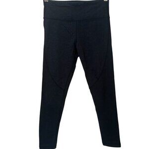 Calvin Klein cropped heathered navy leggings w/ lattice detail at back ankles sz